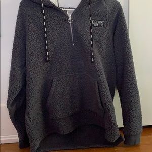 Grey PINK sherpa hoodie
